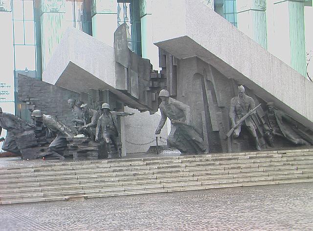 039.JPG - This is a monument to the Warsaw uprising of 1944 led by Armia Krajowa in non-Jewish Warsaw.  They were well trained and well equipped and expected Soviet help.  Stalin ordered his forces to stand by and watch the revolt get decimated so that Soviet style Communism could have an easier time getting established.